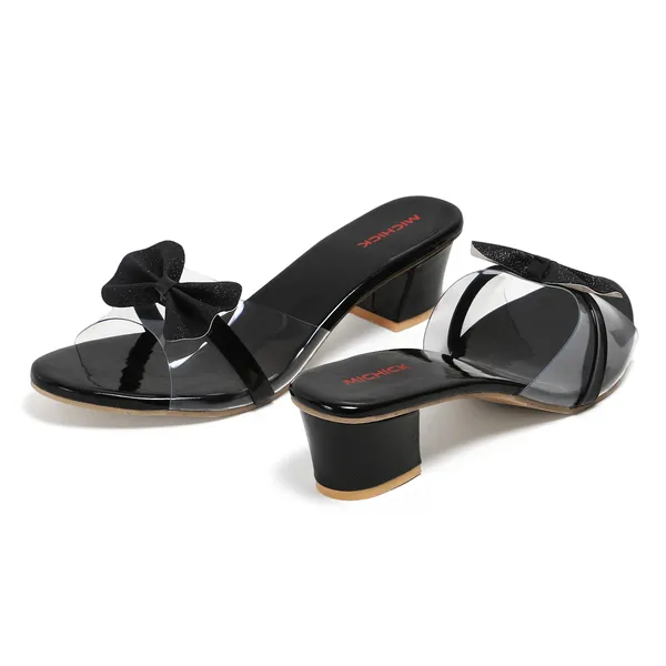 Black_Transparent_Block_Heel_Sandals_With_Bow_Detail_For_Women