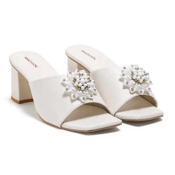 White_Embellished_Block_Heel_Mules_For_Women