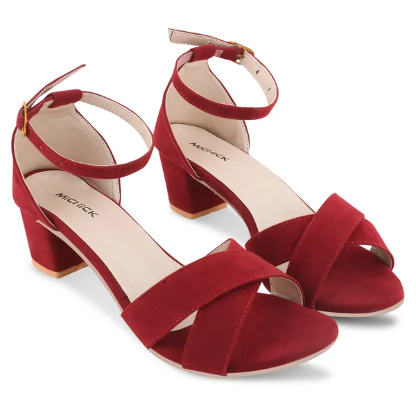 Red_Suede_Block_Heel_Sandals_For_Women