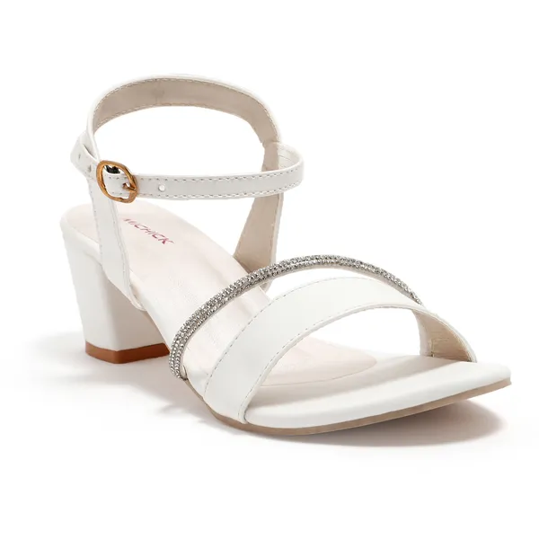 White_Block_Heel_Sandals_With_Embellished_Straps_For_Women