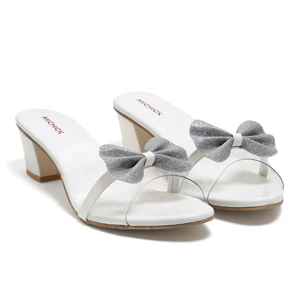 White_Block_Heel_Bow_Detail_Sandals_For_Women