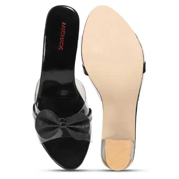 Black_Transparent_Block_Heel_Sandals_With_Bow_Detail_For_Women