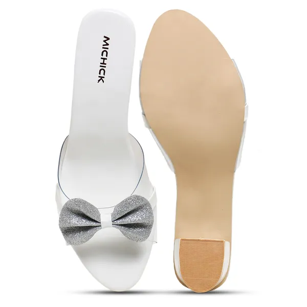 White_Block_Heel_Bow_Detail_Sandals_For_Women
