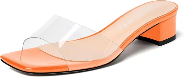 Orange_Clear_Strap_Block_Heel_Sandals_For_Women