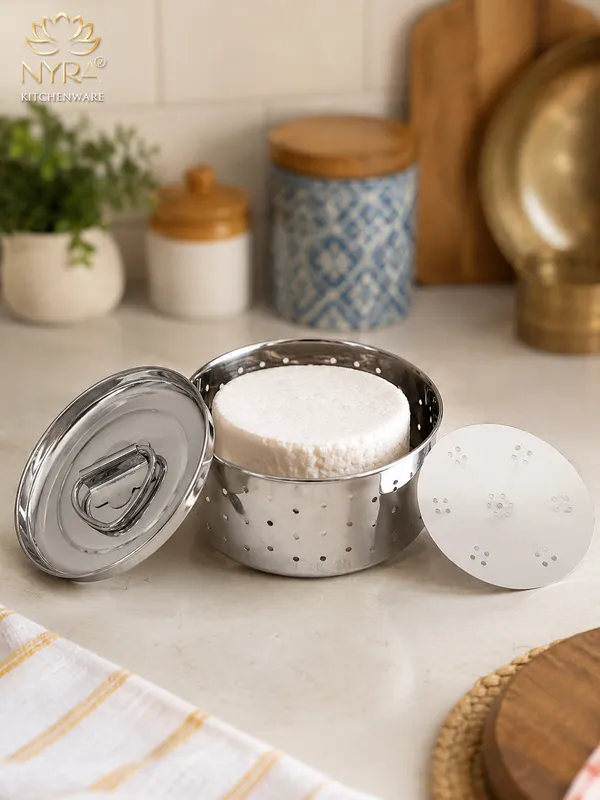 Stainless_Steel_Glossy-Finish_Round_Cheese/Paneer_Maker_-_Quick_Press_Mould_-_3_Sizes