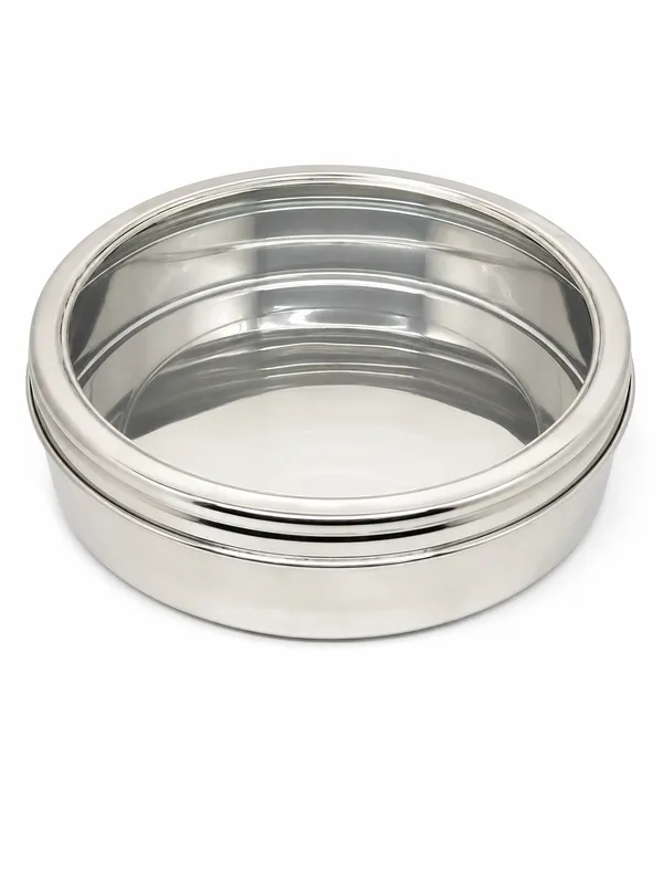 Stainless_Steel_Storage-Box_with_See_Through_Lid_|_Glossy_Finish_-_Multipurpose_Storage_Container