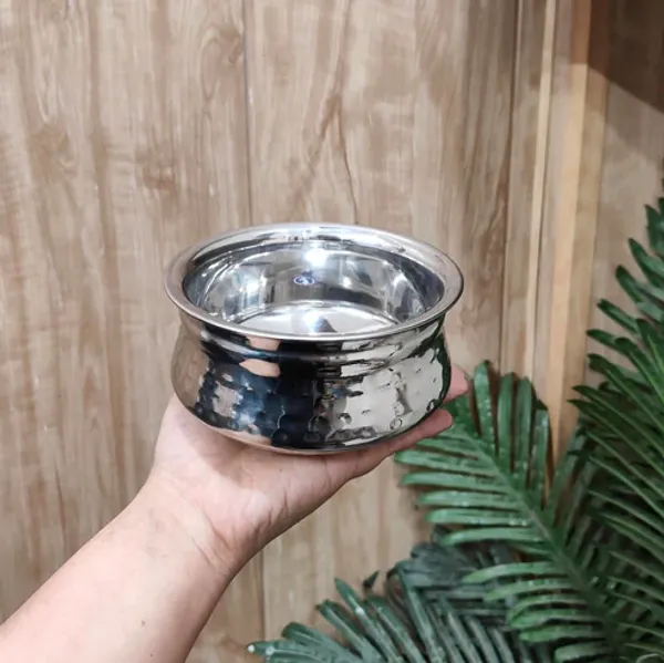 Stainless_Steel_Hammered_Finish_Dal_Handi_-_Premium_Serveware_Set