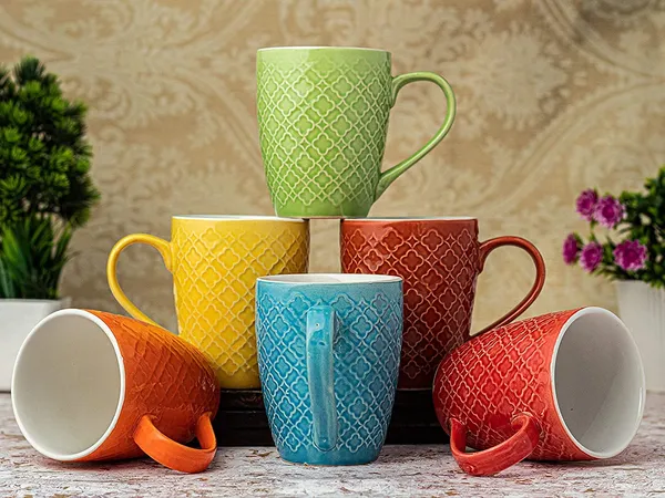 Quick_To_Deal_Handcrafted_Scratch_Resistance_Microwave_Coffee_Mug_Multi_Abseinth_Mug_Set_Of_6_Ceramic_Mugs_To_Gift_To_Best_Friend_Tea_Mugs_Coffee_Mugs_Microwave_Safe_Coffee_Mugs_Ceramic_Tea_Cups_(320_Ml_Each)