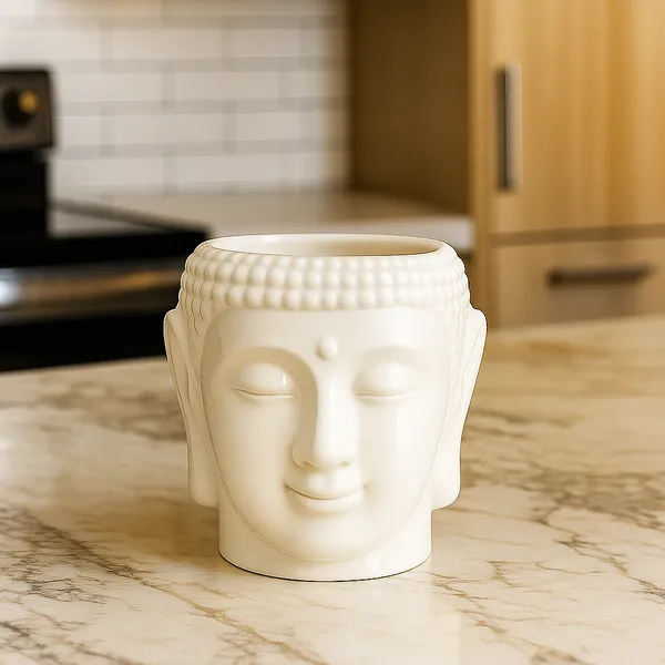 Buddha_Head_Planter,_12_Cm_Ceramic_Plant_Pot,_Glossy_White,_Decorative_Indoor_Garden_Container