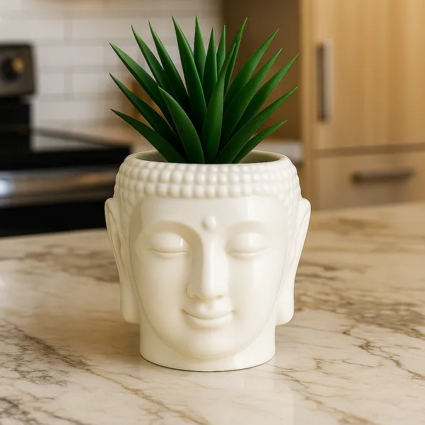 Buddha_Head_Planter,_12_Cm_Ceramic_Plant_Pot,_Glossy_White,_Decorative_Indoor_Garden_Container