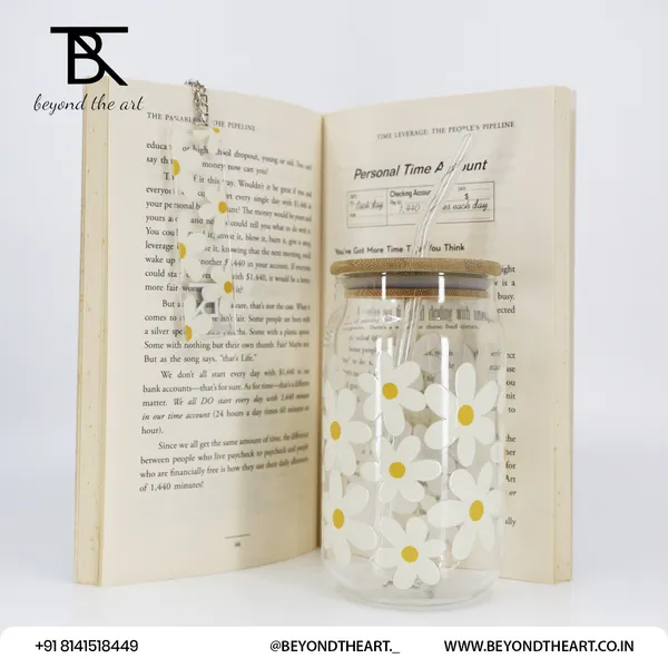 Multicolor_Daisy_Flower_Acrylic_Bookmark_And_Glass_Sipper_Combo
