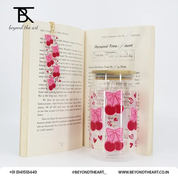Pink_Cherry_Bow_Acrylic_Bookmark_And_Glass_Sipper_Combo