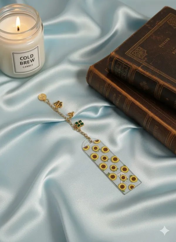 Yellow_Sunflower_Acrylic_Bookmark_And_Glass_Sipper_Combo
