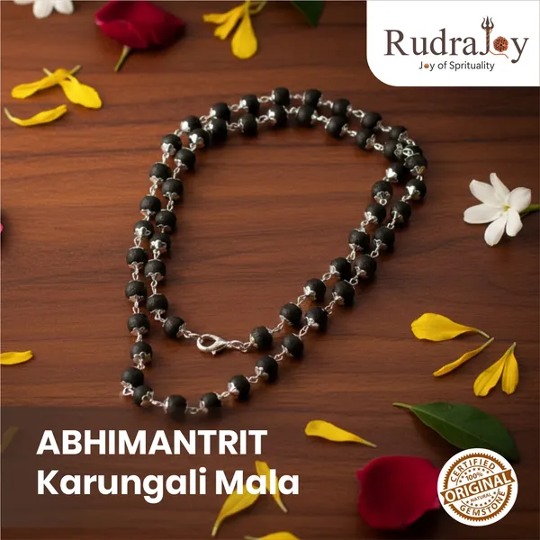 Abhimantrit_Karungali_Mala_(8mm_Silver_Capped)
