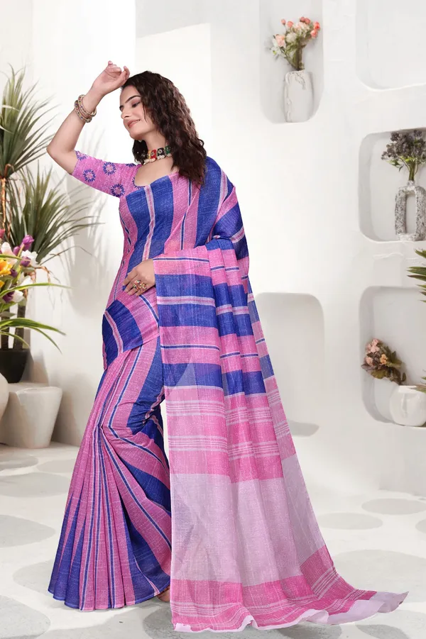 Pink_Linen_Saree_For_Women