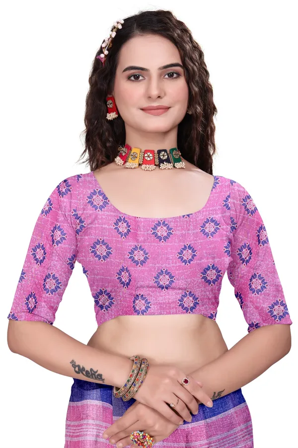 Pink_Linen_Saree_For_Women