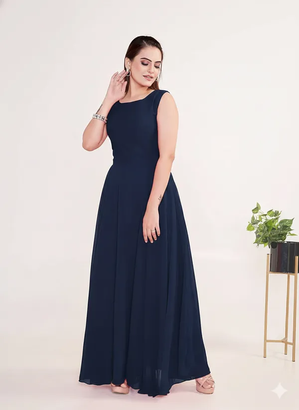 Femina_Blue_georgette_Gown