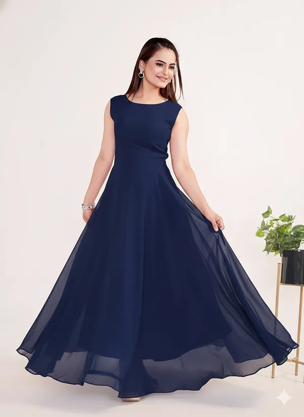 Femina_Blue_georgette_Gown