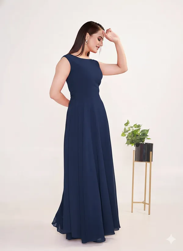 Femina_Blue_georgette_Gown