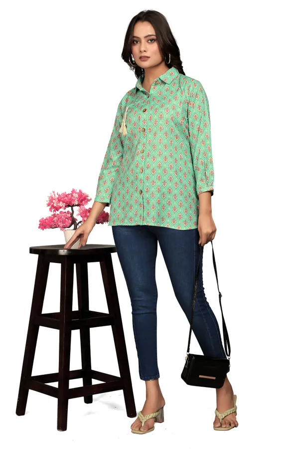 Bottle_Green_Rayon_Slub_Tunic_Top_For_Women