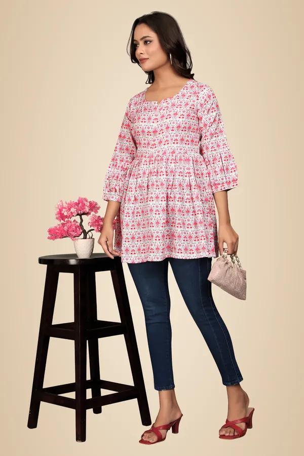 Pink_Rayon_Slub_Tunic_Top_For_Women