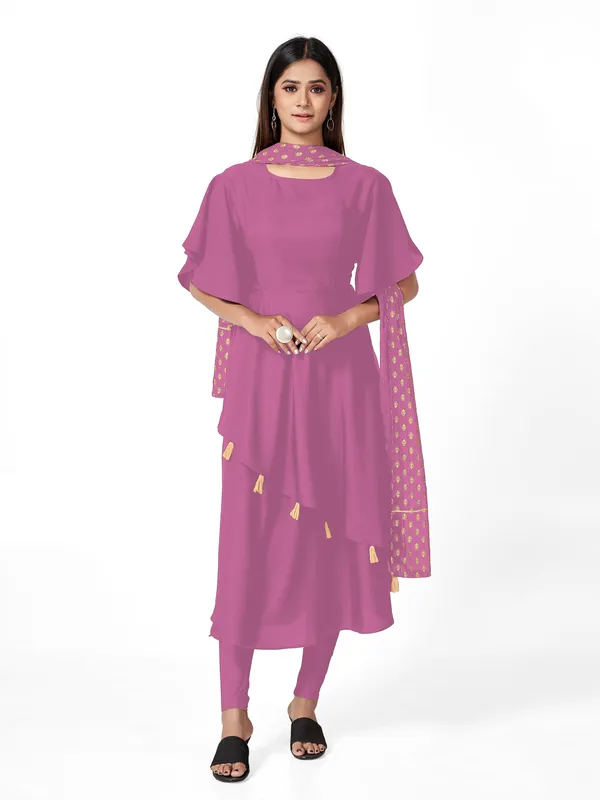 Pink_Crepe_Kurti_&_Dupatta_Set_For_Women
