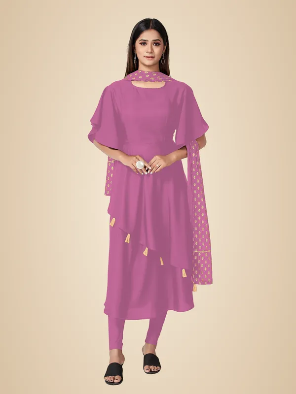 Pink_Crepe_Kurti_&_Dupatta_Set_For_Women