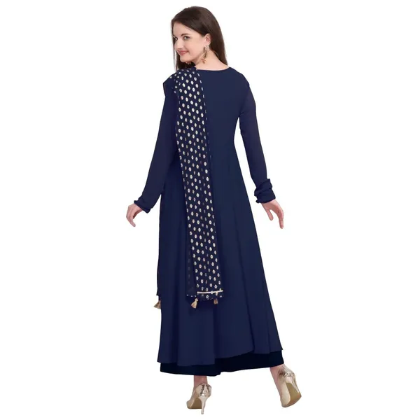 Navy_Blue_Crepe_Kurti_&_Dupatta_Set_For_Women