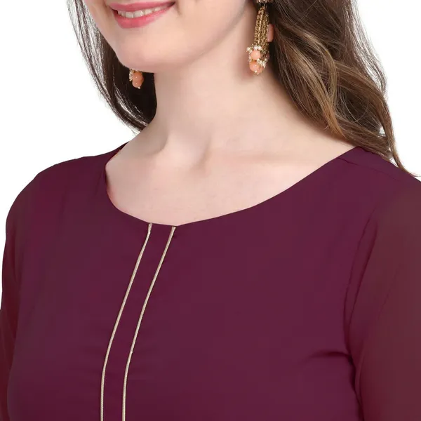 Wine_Crepe_Kurti_&_Dupatta_Set_For_Women