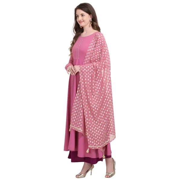 Pink_Crepe_Kurti_&_Dupatta_Set_For_Women