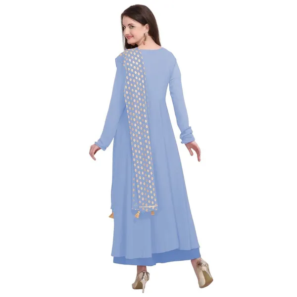 Sky_Blue_Crepe_Kurti_&_Dupatta_Set_For_Women
