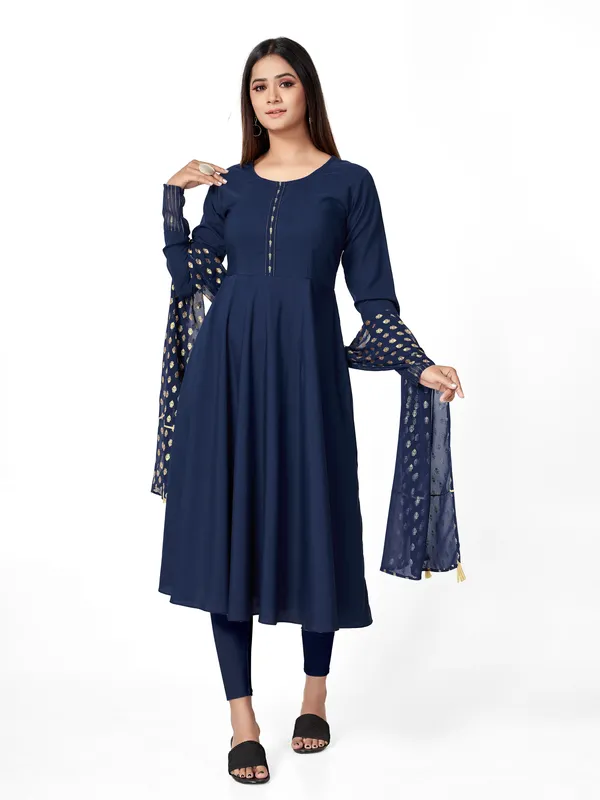 Blue_Crepe_Kurti_&_Dupatta_Set_For_Women