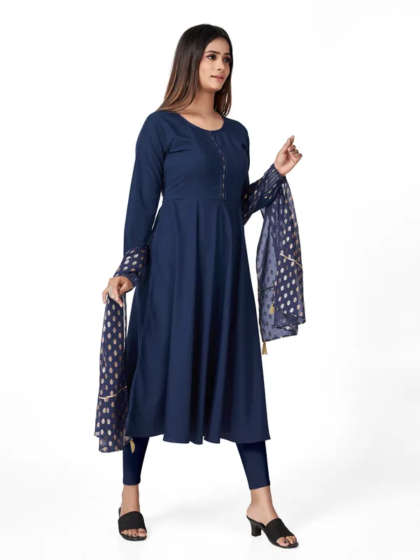 Blue_Crepe_Kurti_&_Dupatta_Set_For_Women