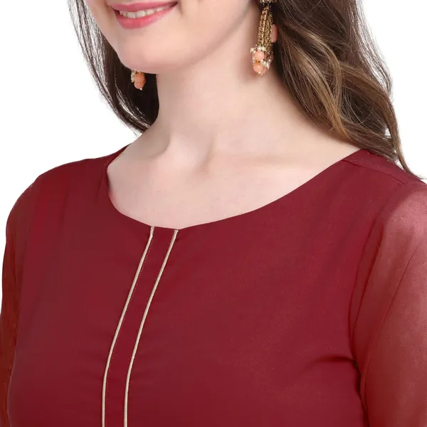 Maroon_Crepe_Kurti_&_Dupatta_Set_For_Women