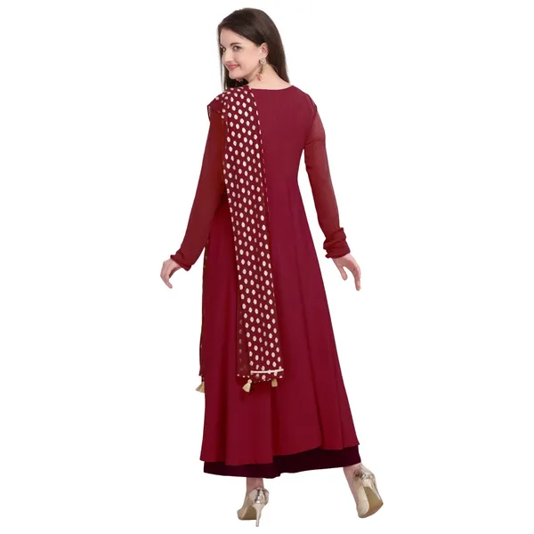 Maroon_Crepe_Kurti_&_Dupatta_Set_For_Women