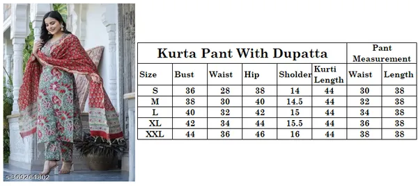 Green__Kurta__Pant_&_Dupatta_For_Women