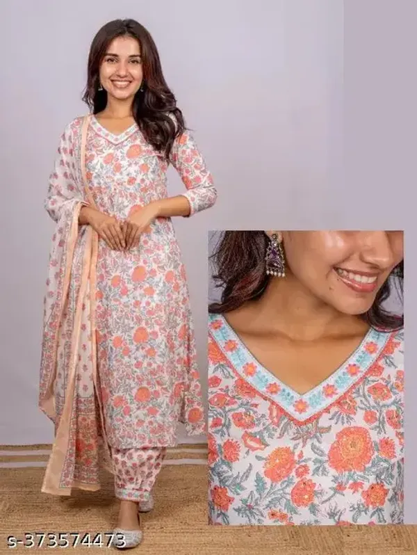 Orange__Kurta_Pant_&_Dupatta_For_Women