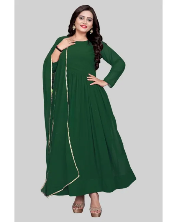 Green_Georgette_Kurti_&_Dupatta_Set_For_Women
