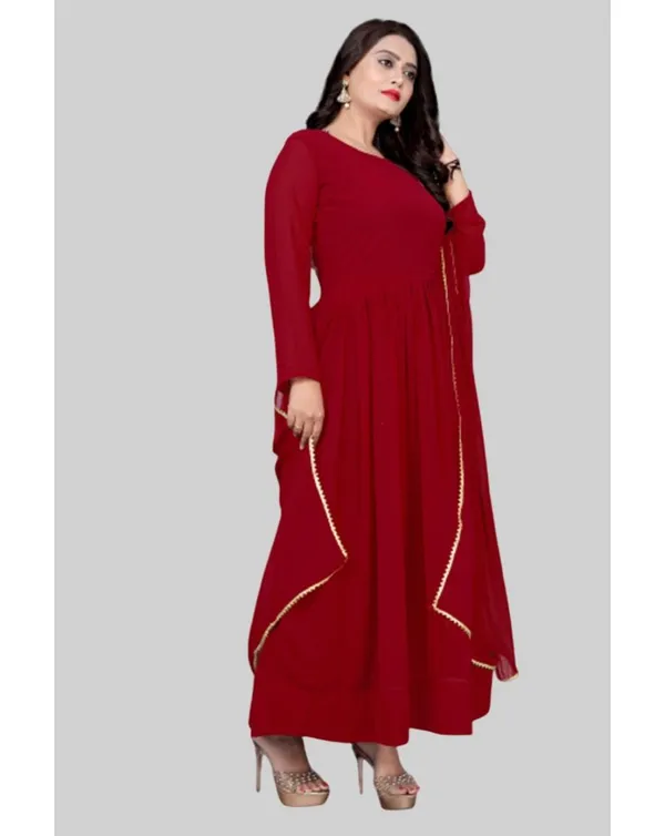 Maroon_Georgette_Kurti_&_Dupatta_Set_For_Women