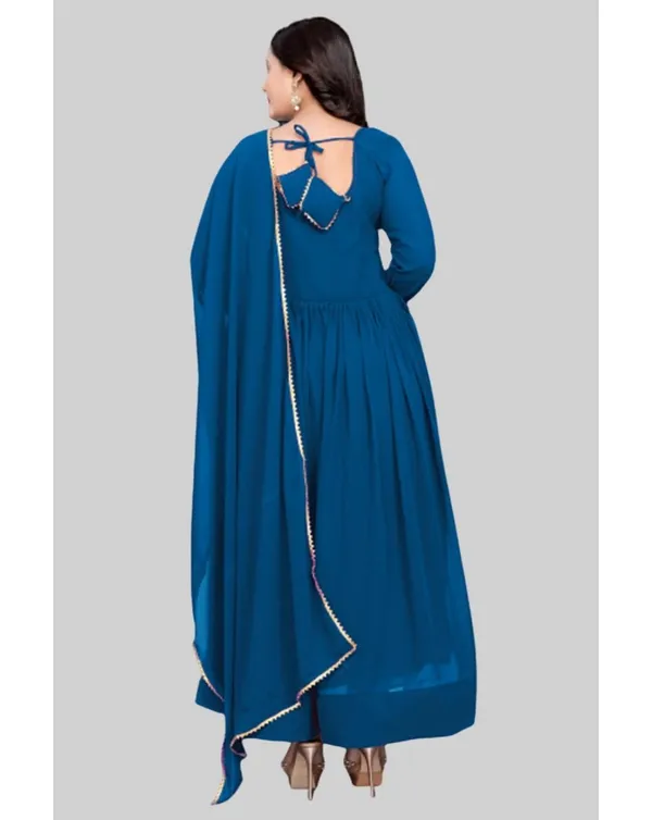 Teal_Blue_Georgette_Kurti_&_Dupatta_Set_For_Women
