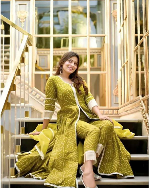 Yellow_Rayon_Slub_Kurta__Pant_&_Dupatta_For_Women