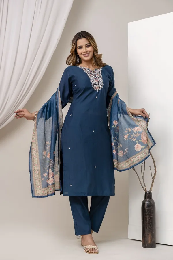 Blue_Pure_Roman_Silk_Kurta_Pant_&_Dupatta_For_Women