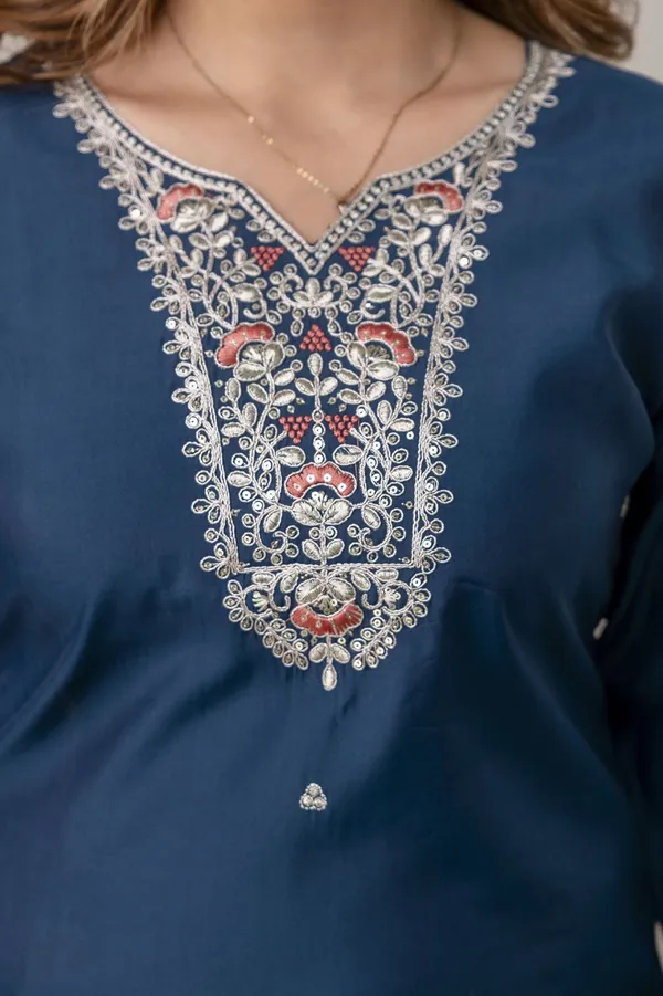 Blue_Pure_Roman_Silk_Kurta_Pant_&_Dupatta_For_Women