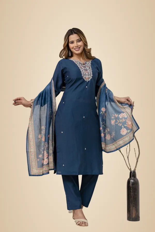 Blue_Pure_Roman_Silk_Kurta_Pant_&_Dupatta_For_Women