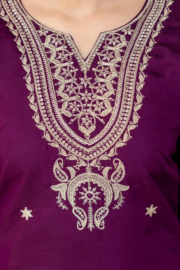 Wine_Pure_Roman_Silk_Kurta__Pant_&_Dupatta_For_Women