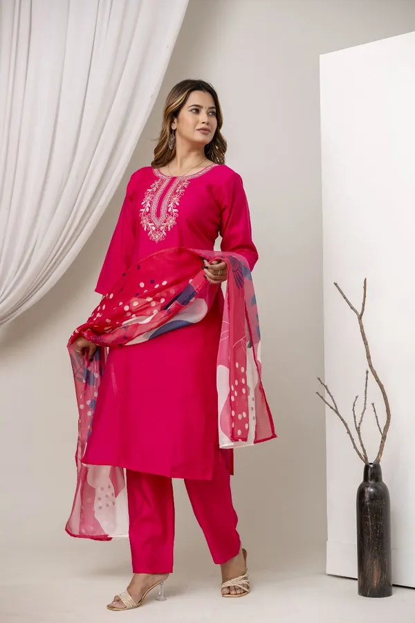 Pink_Pure_Roman_Silk_Kurta__Pant_&_Dupatta_For_Women