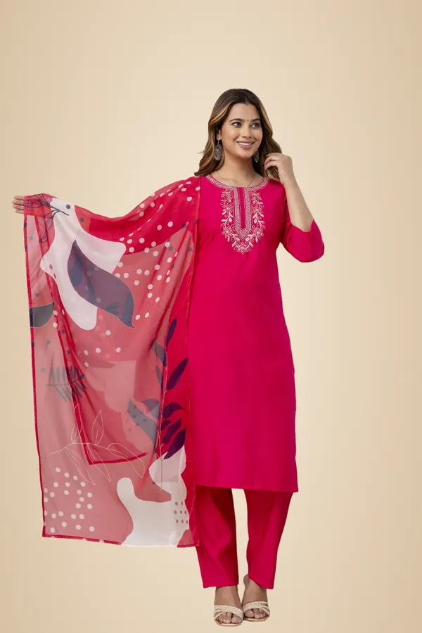 Pink_Pure_Roman_Silk_Kurta__Pant_&_Dupatta_For_Women