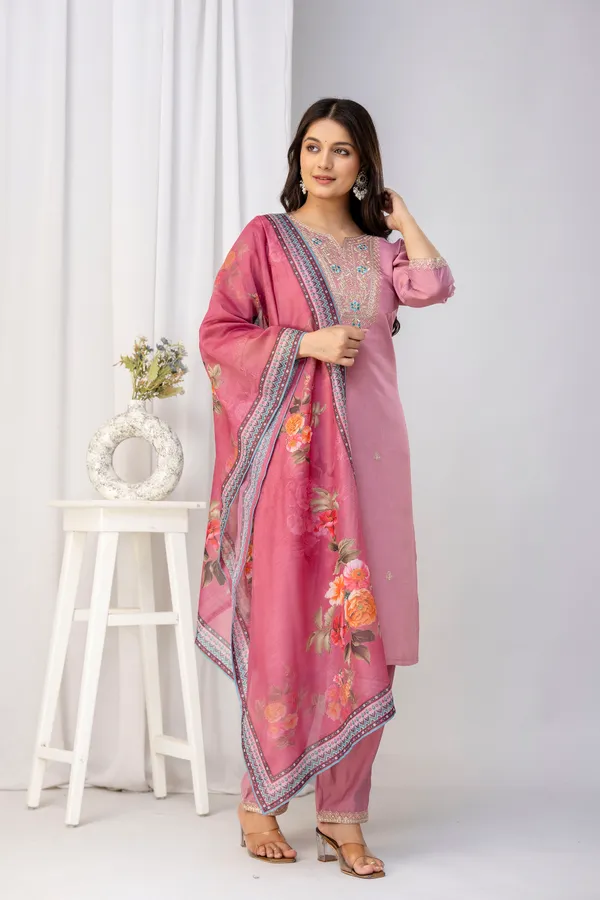 Pink_Pure_Roman_Silk_Kurta_Pant_&_Dupatta_For_Women