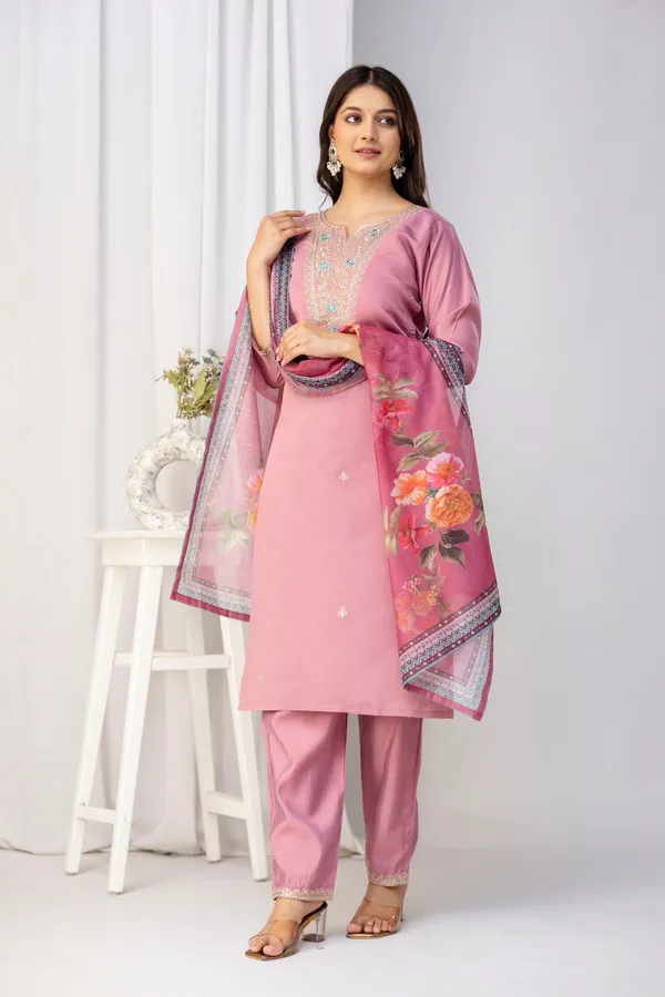 Pink_Pure_Roman_Silk_Kurta_Pant_&_Dupatta_For_Women