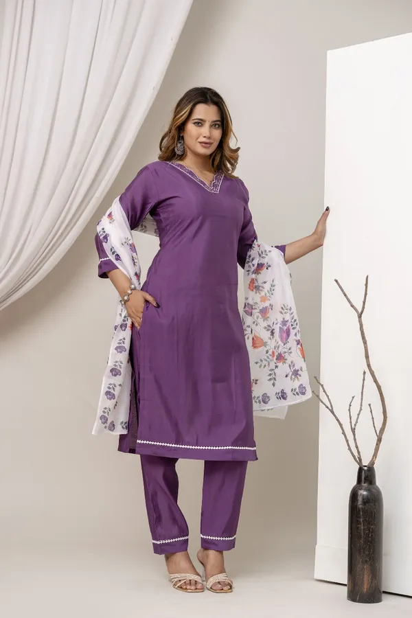 Purple_Pure_Roman_Silk_Kurta__Pant_&_Dupatta_For_Women